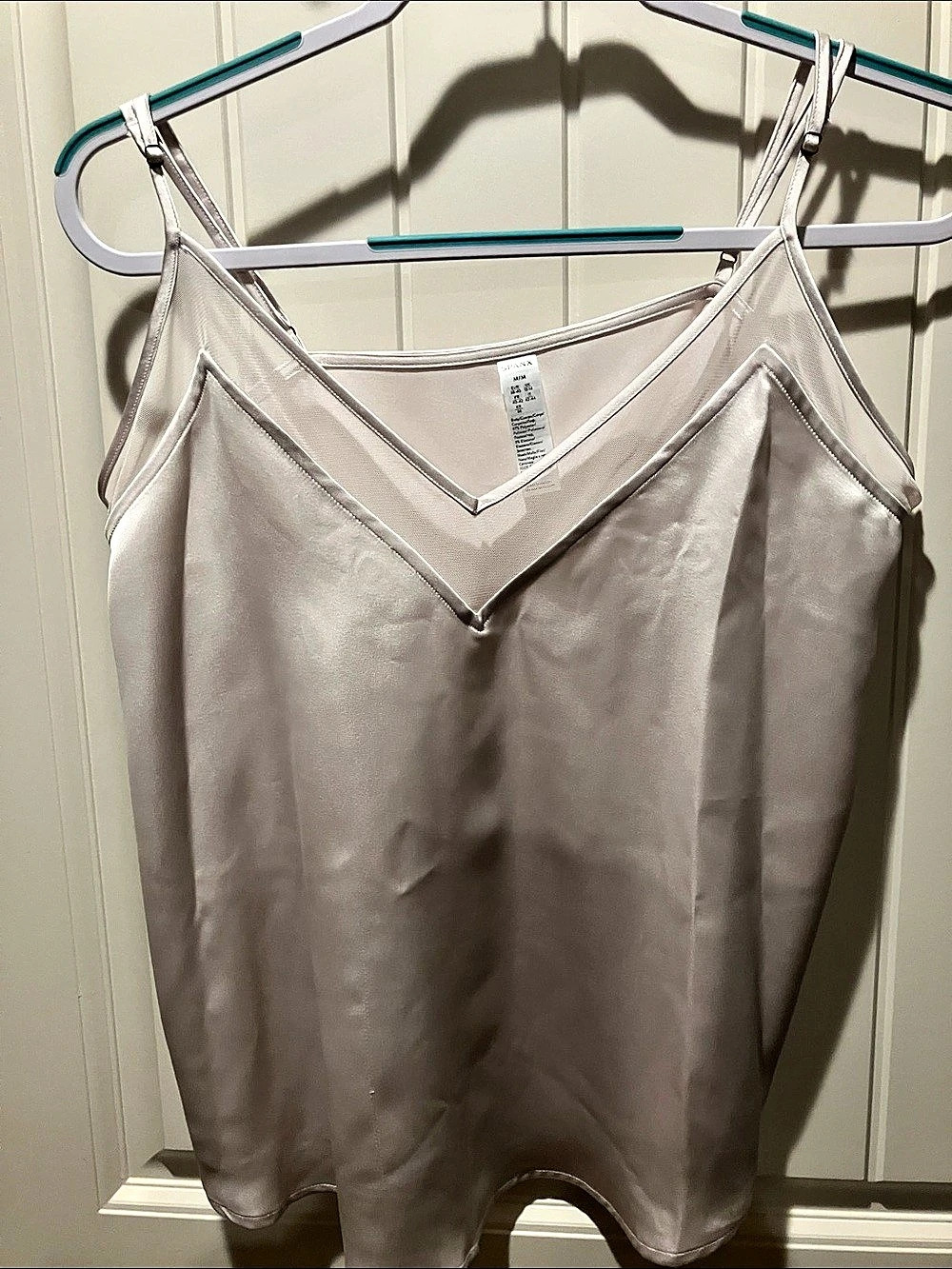 SPANX Satin Mesh Panels V-Neck Cami Pink Medium (8)